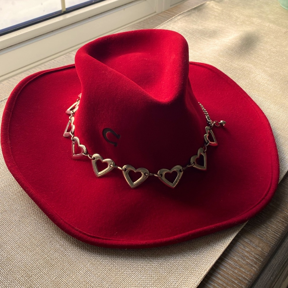 Red Heart-Embellished Women's Hat